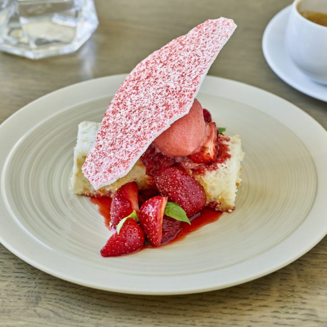 Strawberry shortcake with white chocolate bark at our luxury hotel in Birmingham