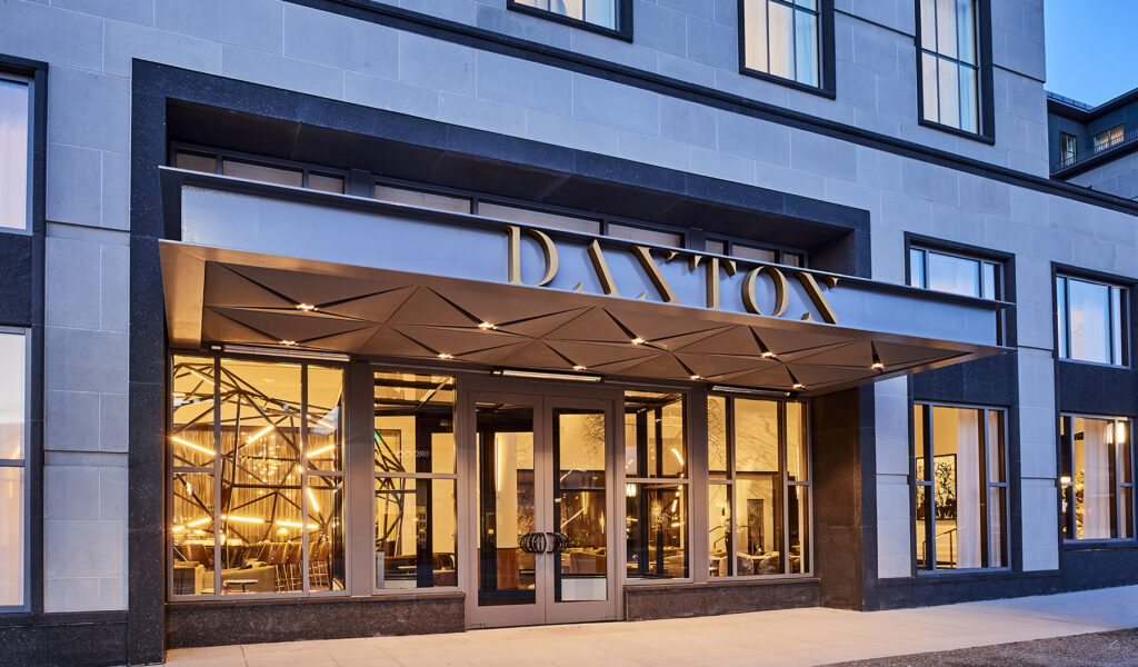 outside view of daxton hotel sign